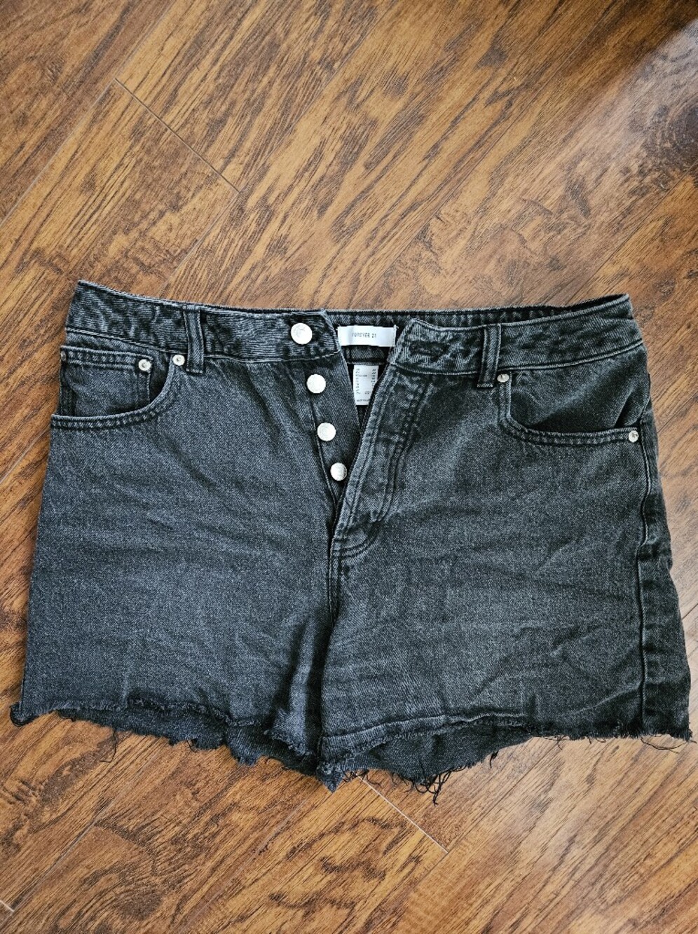 F21 Black Denim Shorts Sz30